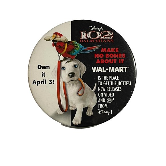 Vtg Pinback Circular Button Disney's 102 Dalmatians Live Action Movie Nostalgic - Picture 1 of 3